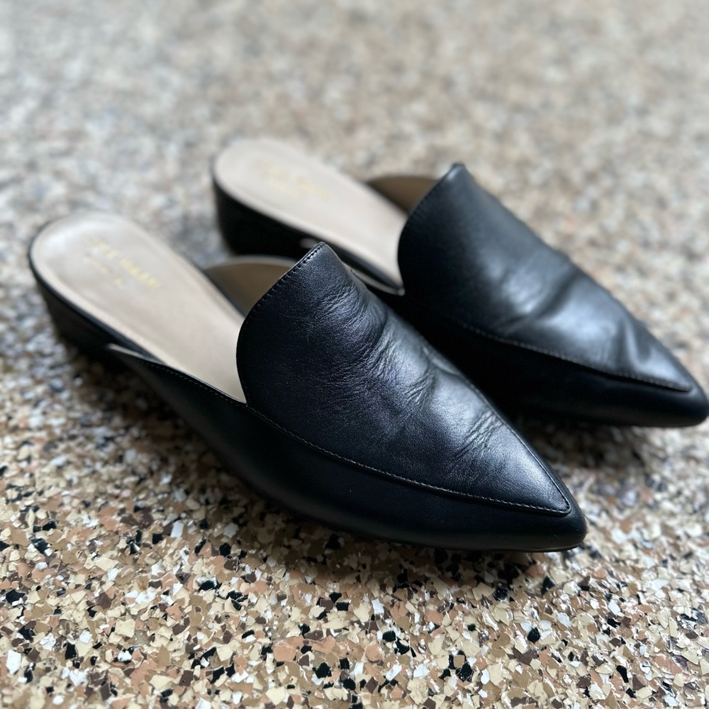 Black learther Cole Haan Mules
